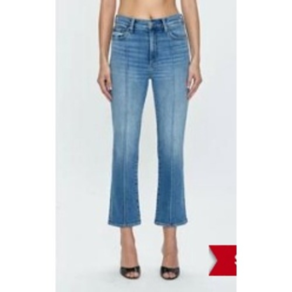 Pistola Lennon Pintuck High Rise Flare Jeans Blue Seam Detail 28 P00016059QL